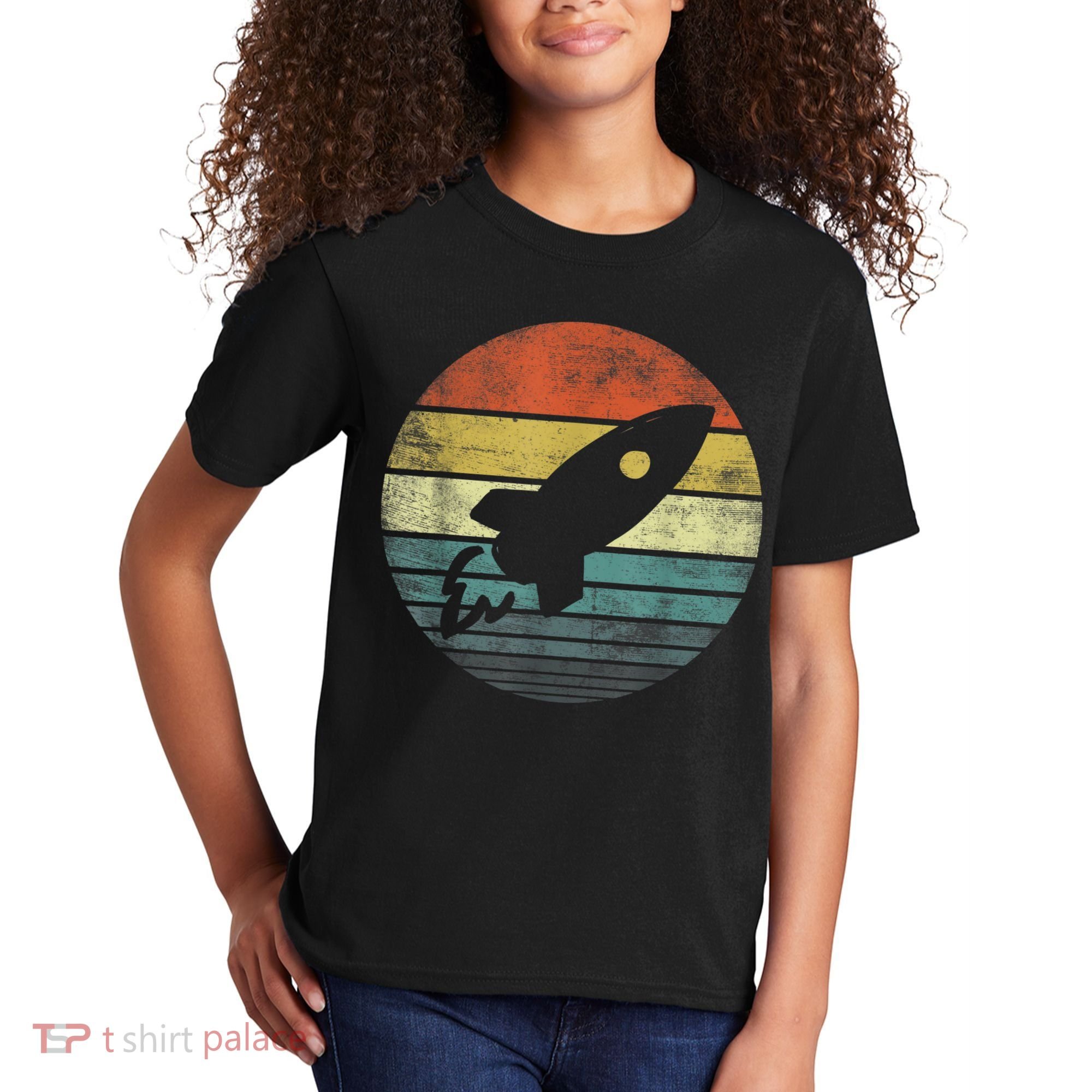 Rocket Launch Astronomy Funny Retro Rocket Space Ship Kids T-Shirt