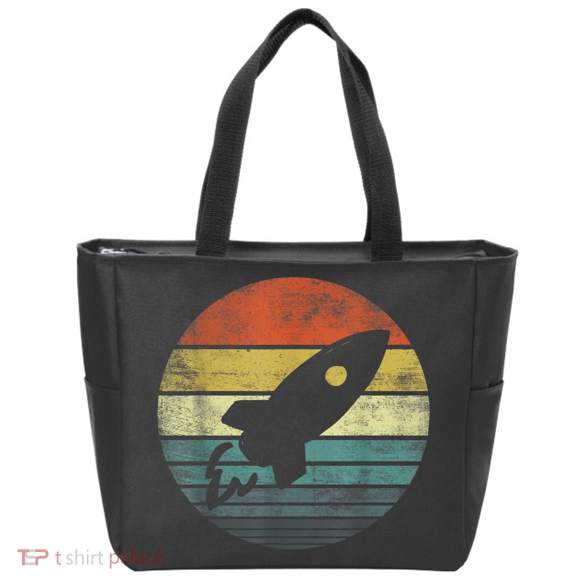 Rocket Launch Astronomy Funny Retro Rocket Space Ship Tote Bag
