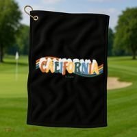 Retro Los Angeles California Cali Wave Golf Towel thumb 1