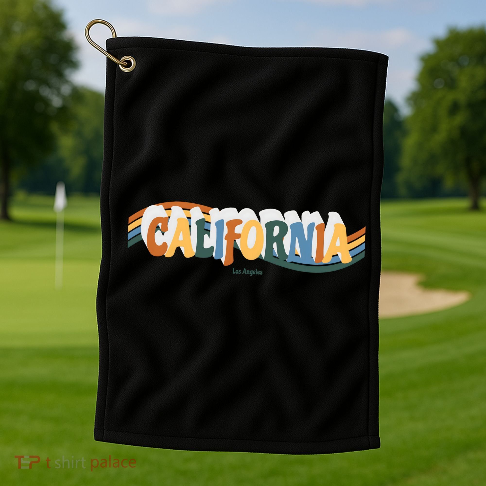 Retro Los Angeles California Cali Wave Golf Towel