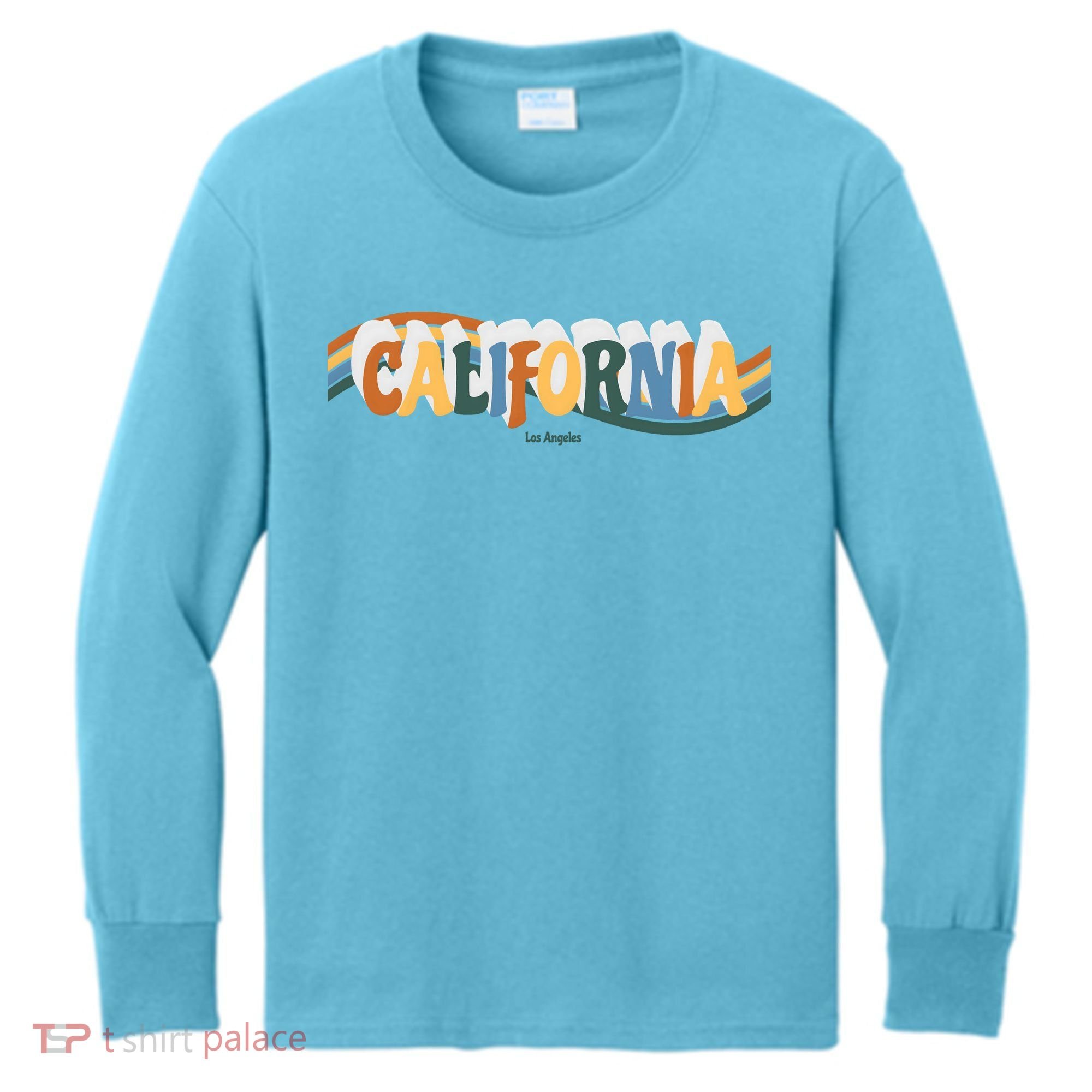 Retro Los Angeles California Cali Wave Kids Long Sleeve Shirt