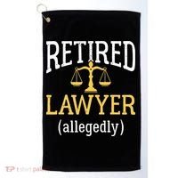 Retired Lawyer Allegedly Funny Attorney Retirement Golf Towel thumb 0