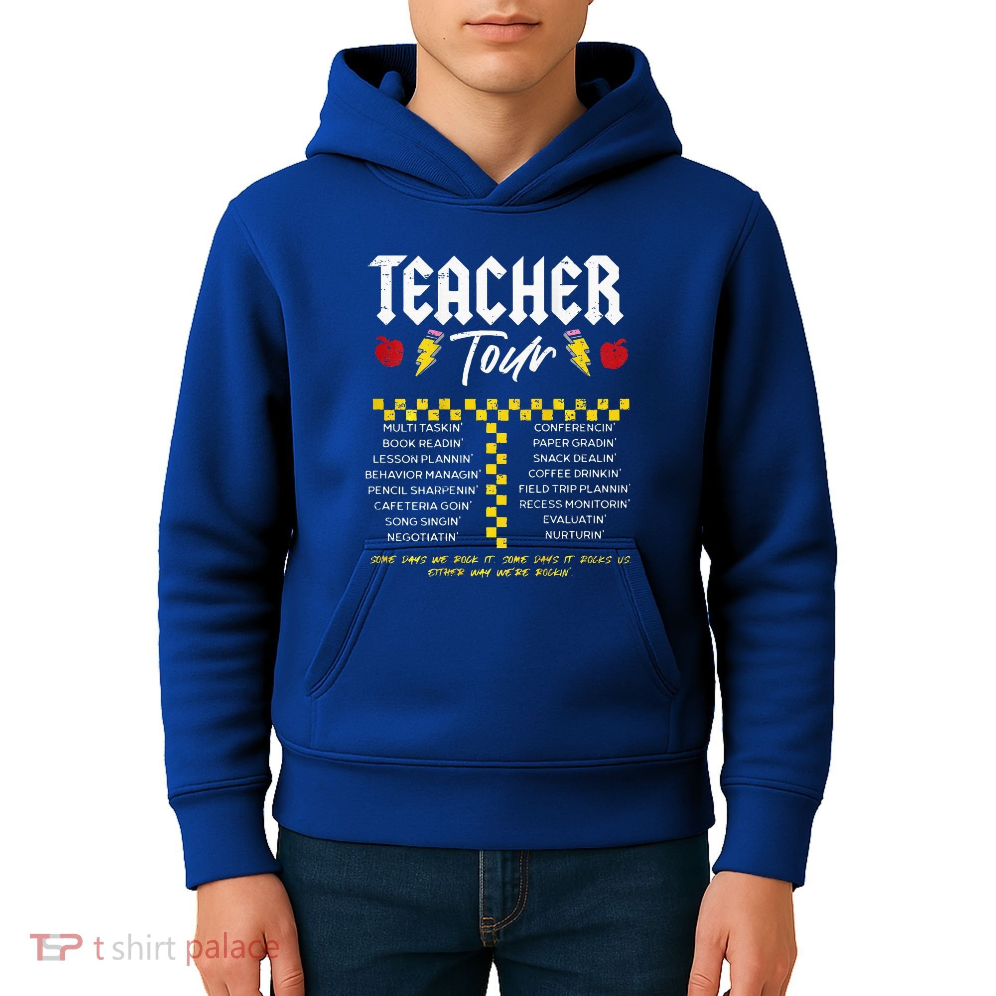 Retro Lightning Bolt Abcd The Teacher Kids Hoodie