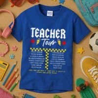 Retro Lightning Bolt Abcd The Teacher Kids T-Shirt thumb 3
