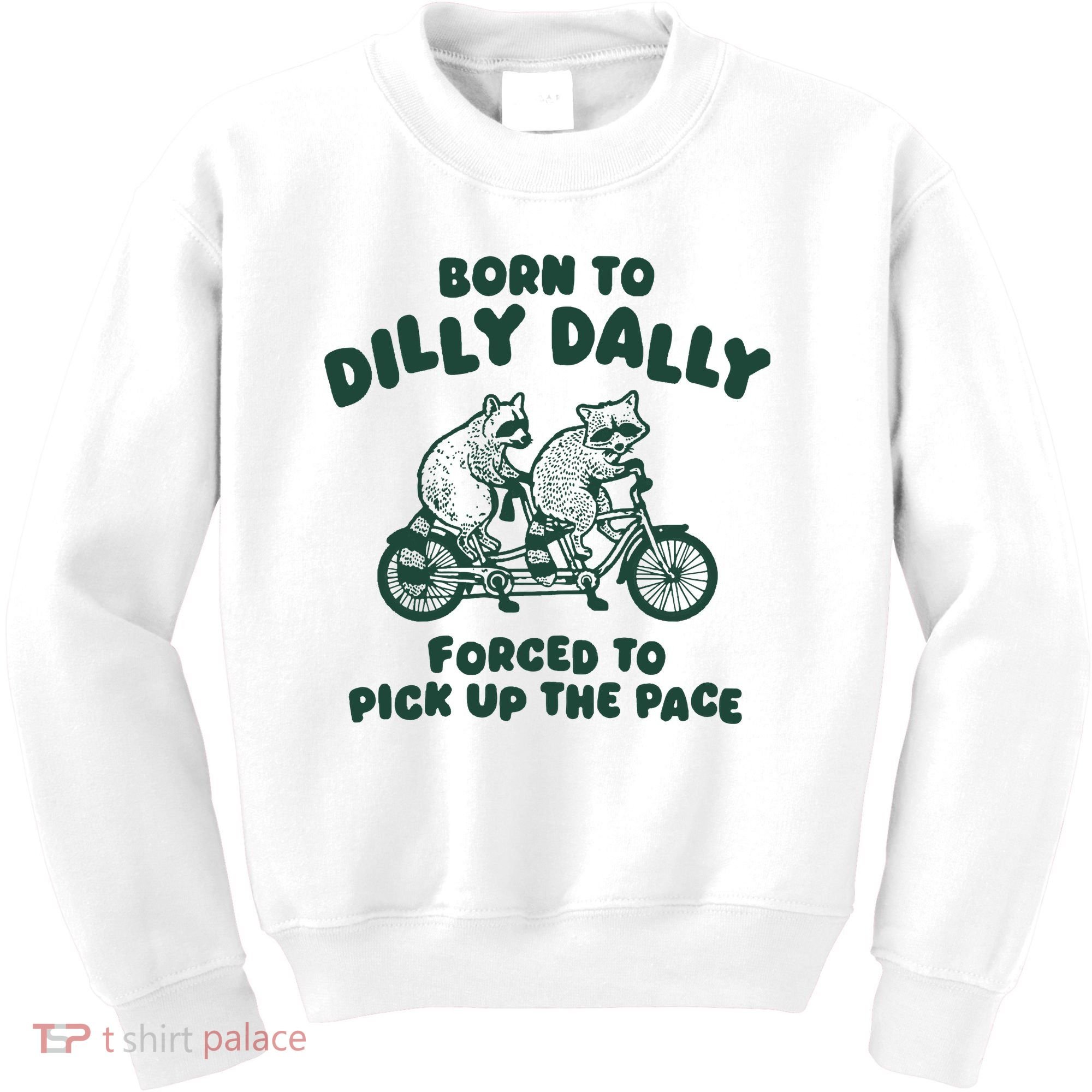 Raccoon Lovers Born To Dilly Dally Forced To Pick Up The Pace Kids Sweatshirt