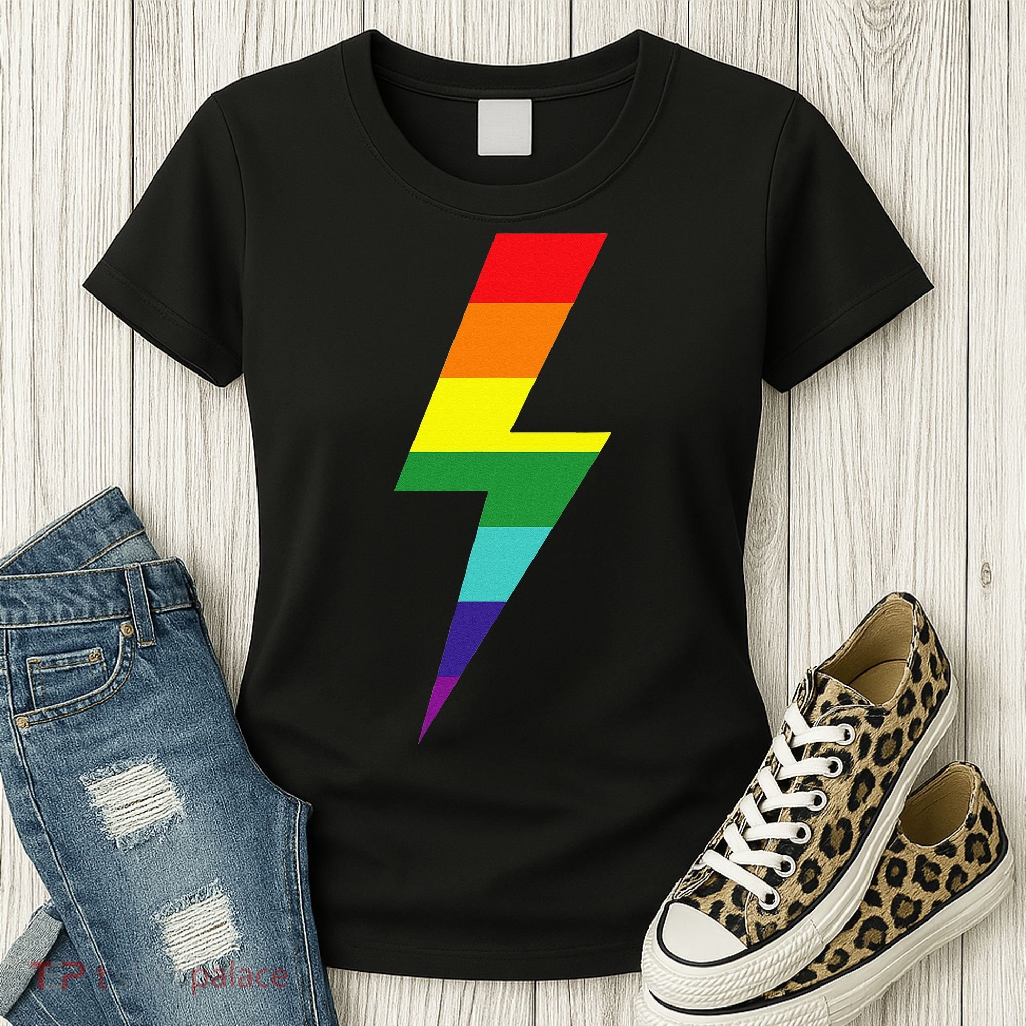 Rainbow Lightning Bolt Women's T-Shirt