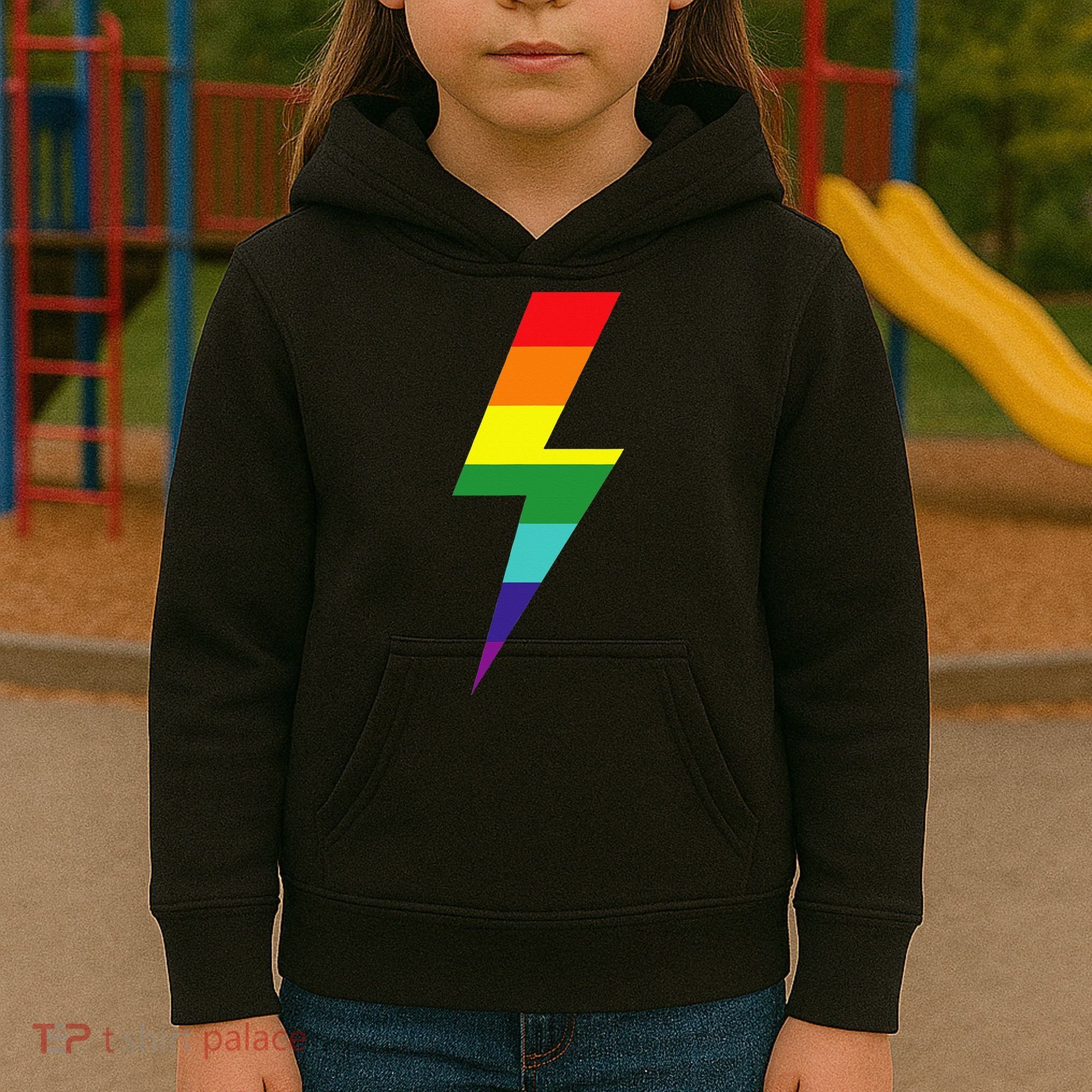 Rainbow Lightning Bolt Kids Hoodie