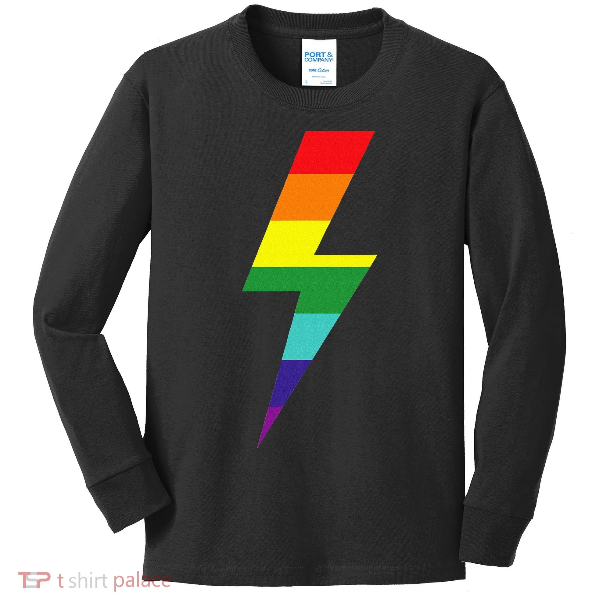 Rainbow Lightning Bolt Kids Long Sleeve Shirt