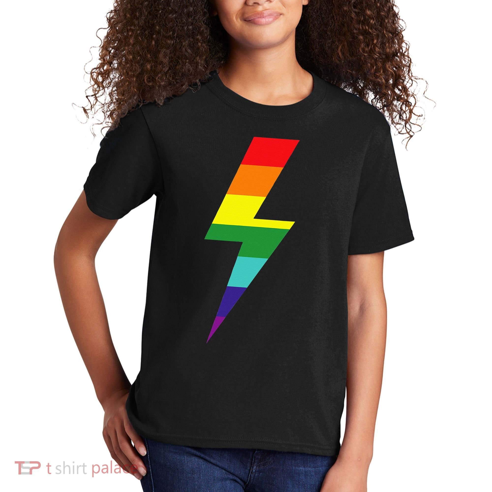 Rainbow Lightning Bolt Kids T-Shirt
