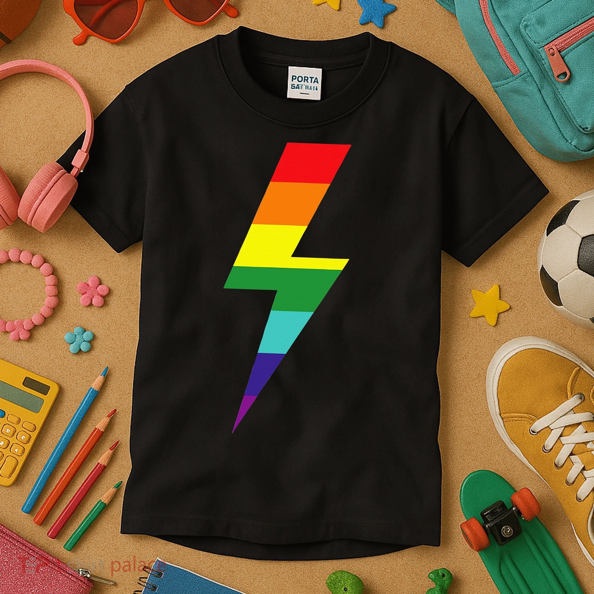 Rainbow Lightning Bolt Kids T-Shirt