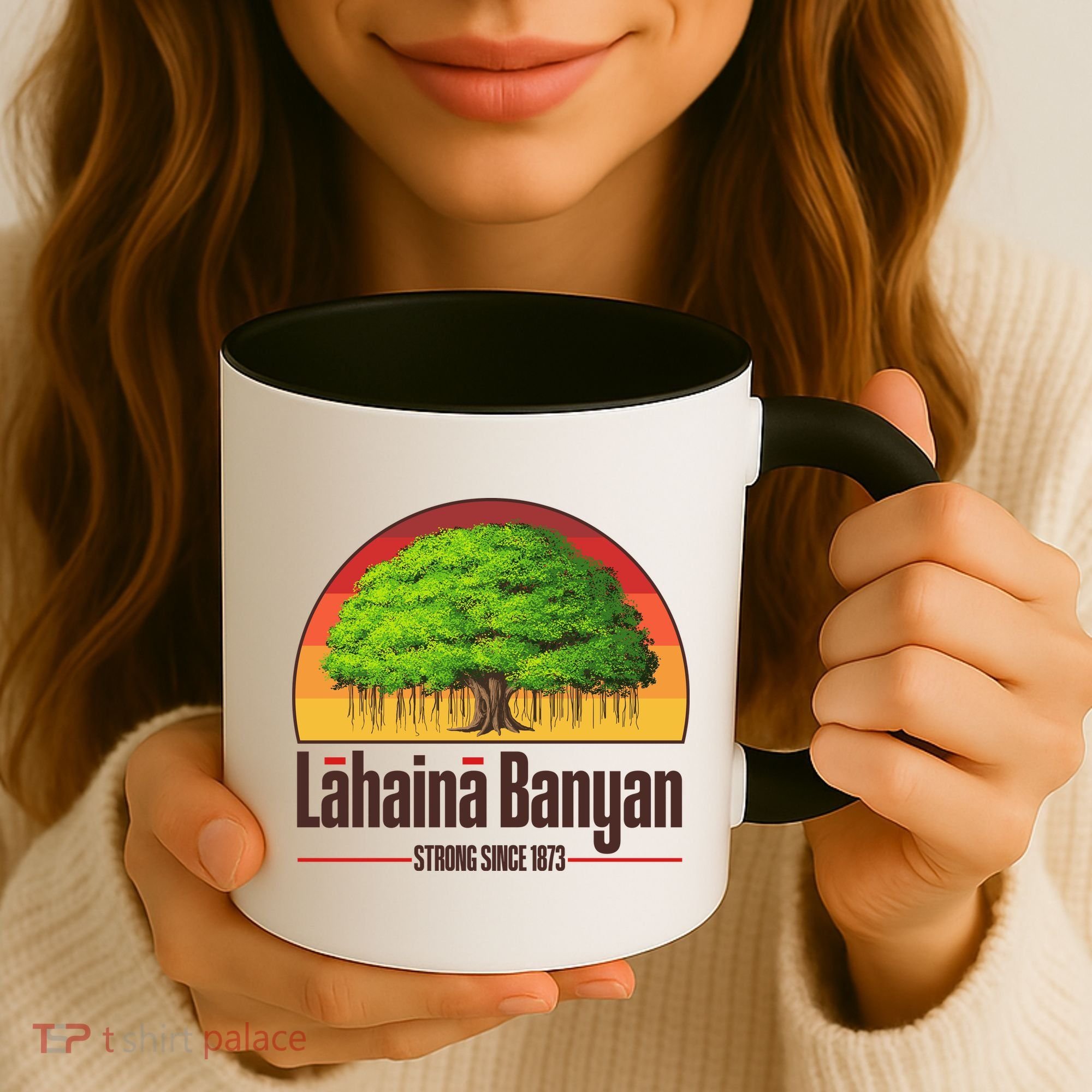 Retro Lahaina Banyan Tree Strong Since 1873 Support Maui Hawaii Coffee Mug