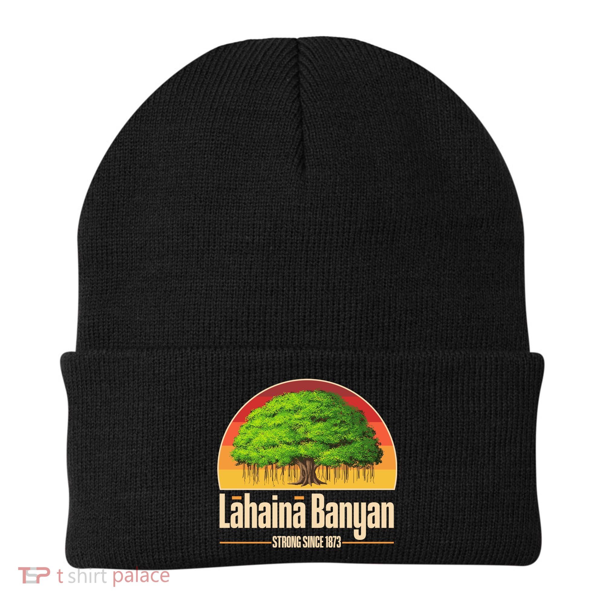 Retro Lahaina Banyan Tree Strong Since 1873 Support Maui Hawaii Beanie