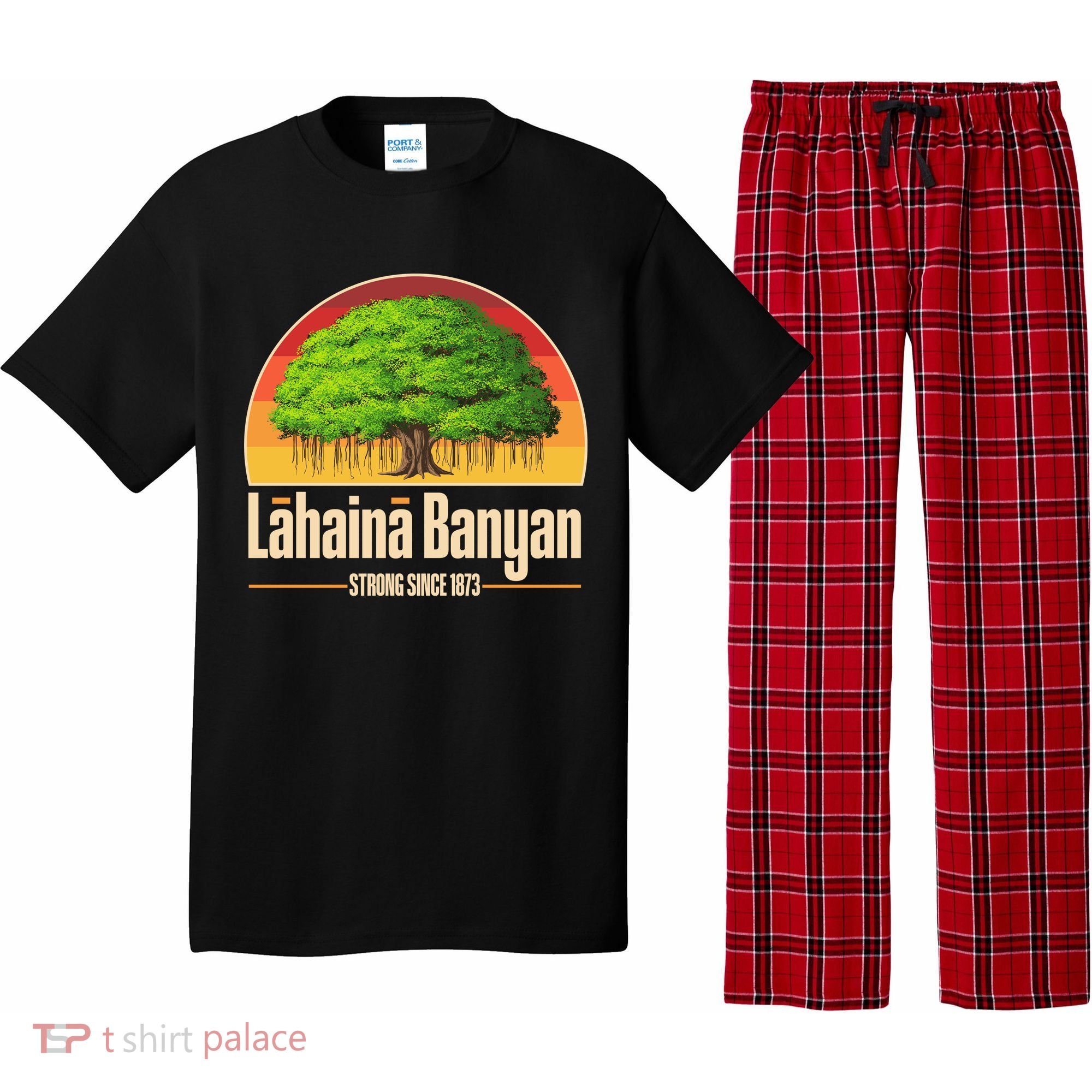 Retro Lahaina Banyan Tree Strong Since 1873 Support Maui Hawaii Pajama Set