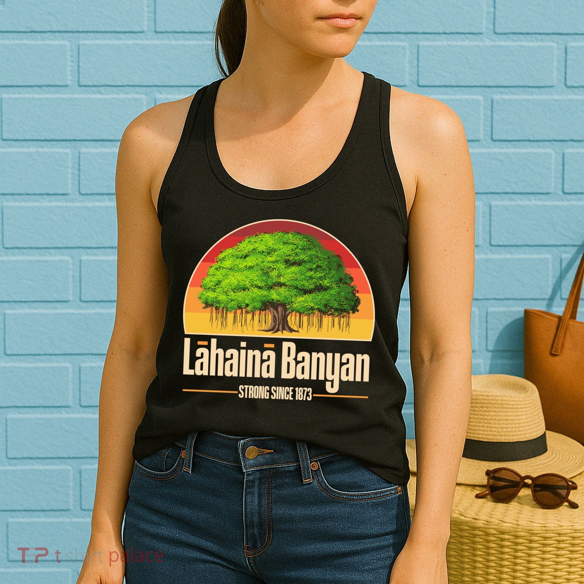 Retro Lahaina Banyan Tree Strong Since 1873 Support Maui Hawaii Women's Tank Top