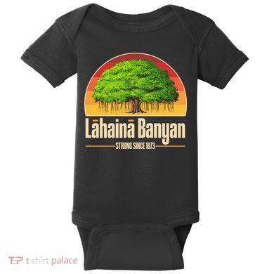 Retro Lahaina Banyan Tree Strong Since 1873 Support Maui Hawaii Baby Bodysuit