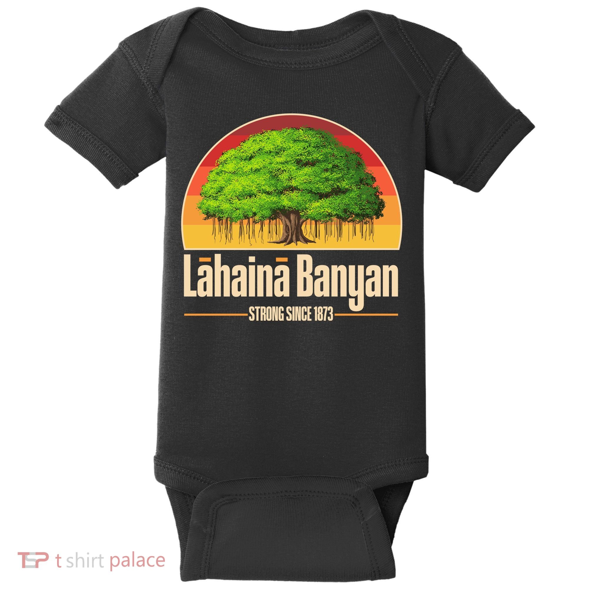 Retro Lahaina Banyan Tree Strong Since 1873 Support Maui Hawaii Baby Bodysuit