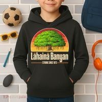 Retro Lahaina Banyan Tree Strong Since 1873 Support Maui Hawaii Kids Hoodie thumb 2