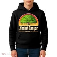 Retro Lahaina Banyan Tree Strong Since 1873 Support Maui Hawaii Kids Hoodie thumb 4