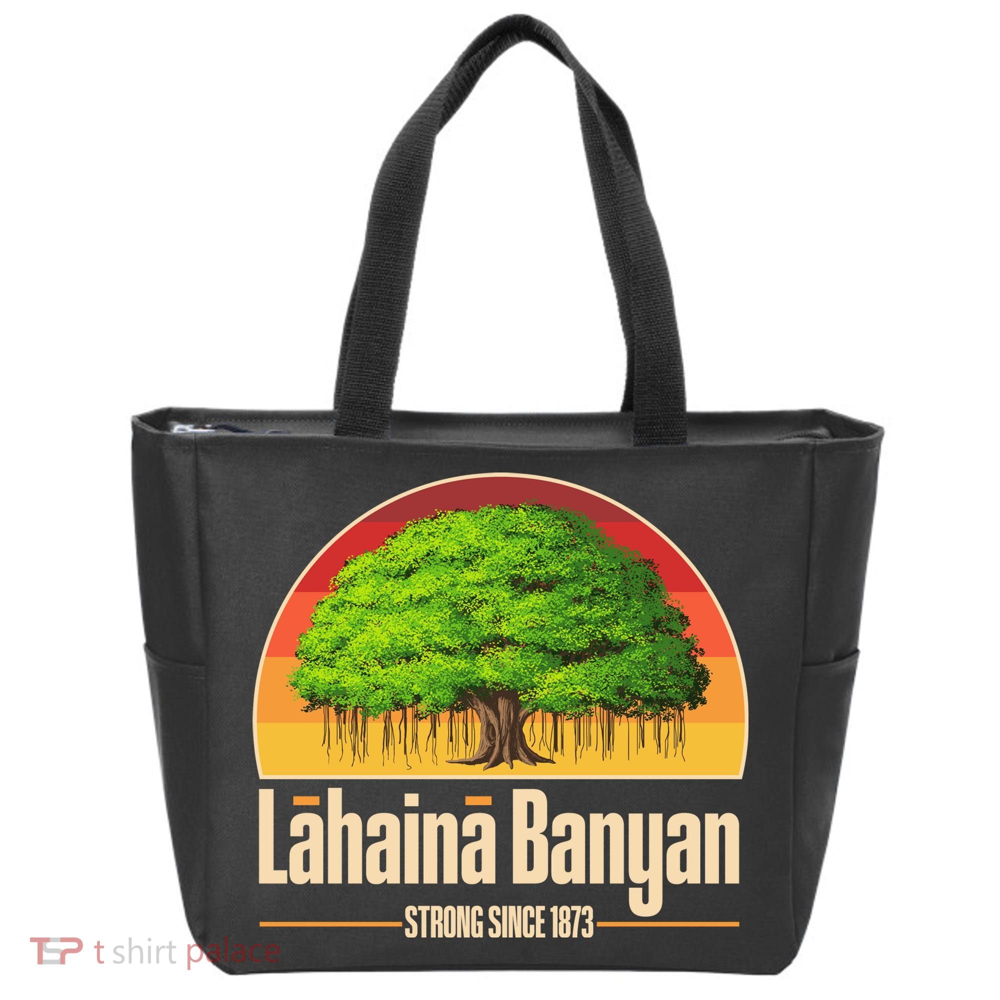 Retro Lahaina Banyan Tree Strong Since 1873 Support Maui Hawaii Tote Bag