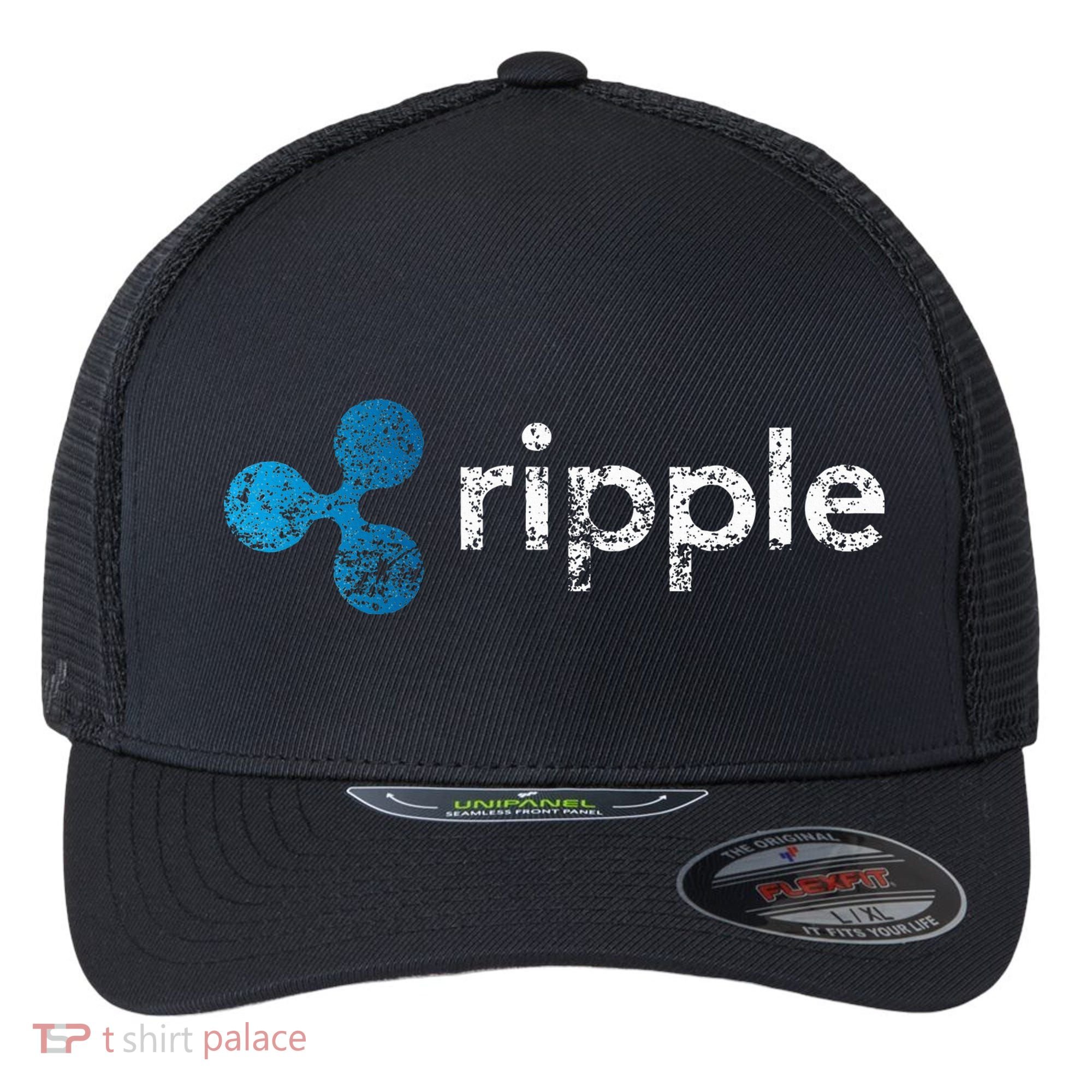 Ripple Logo Crypto Xrp Coin Hodler Fan Flexfit Unipanel Trucker Cap