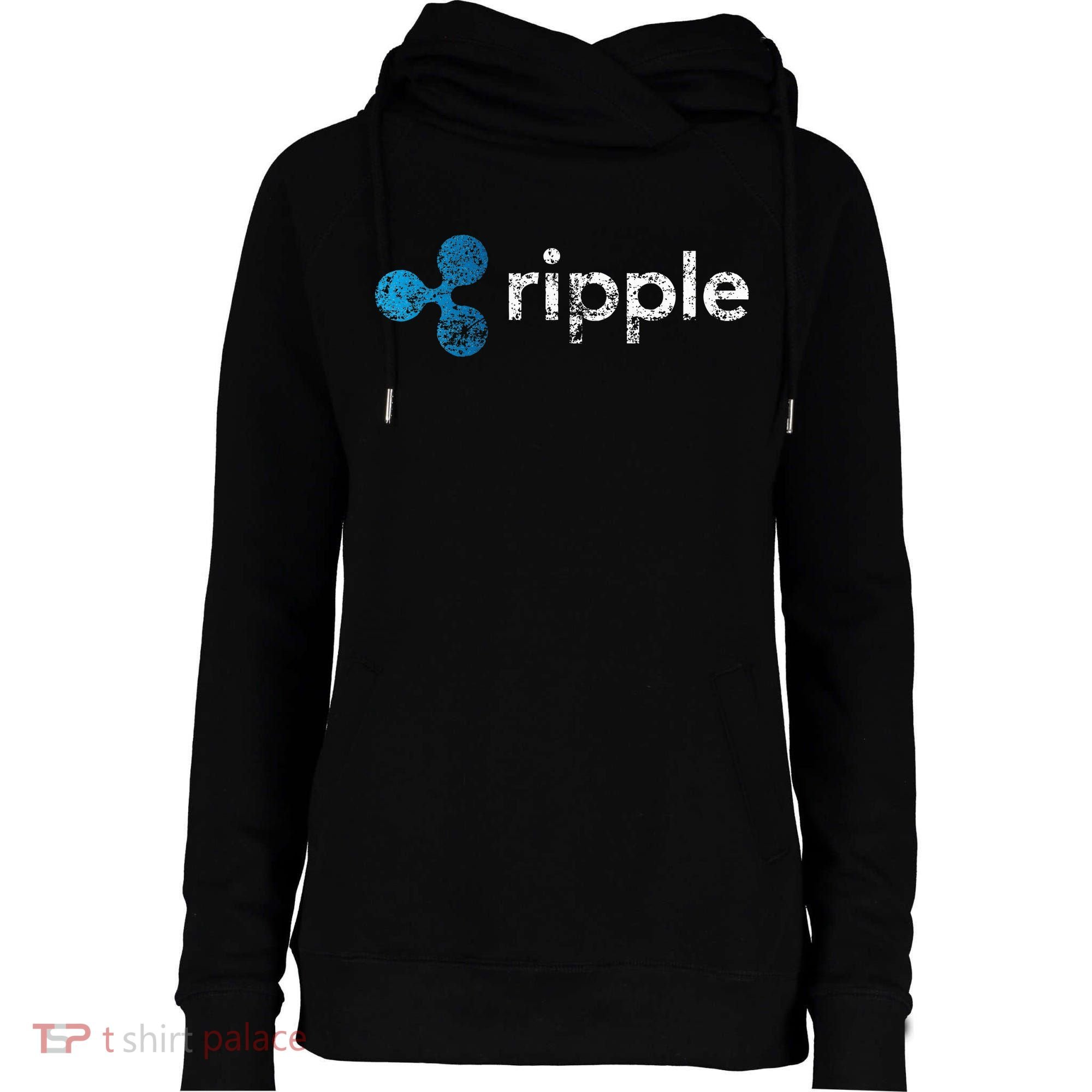 Ripple Logo Crypto Xrp Coin Hodler Fan Womens Funnel Neck Pullover Hood