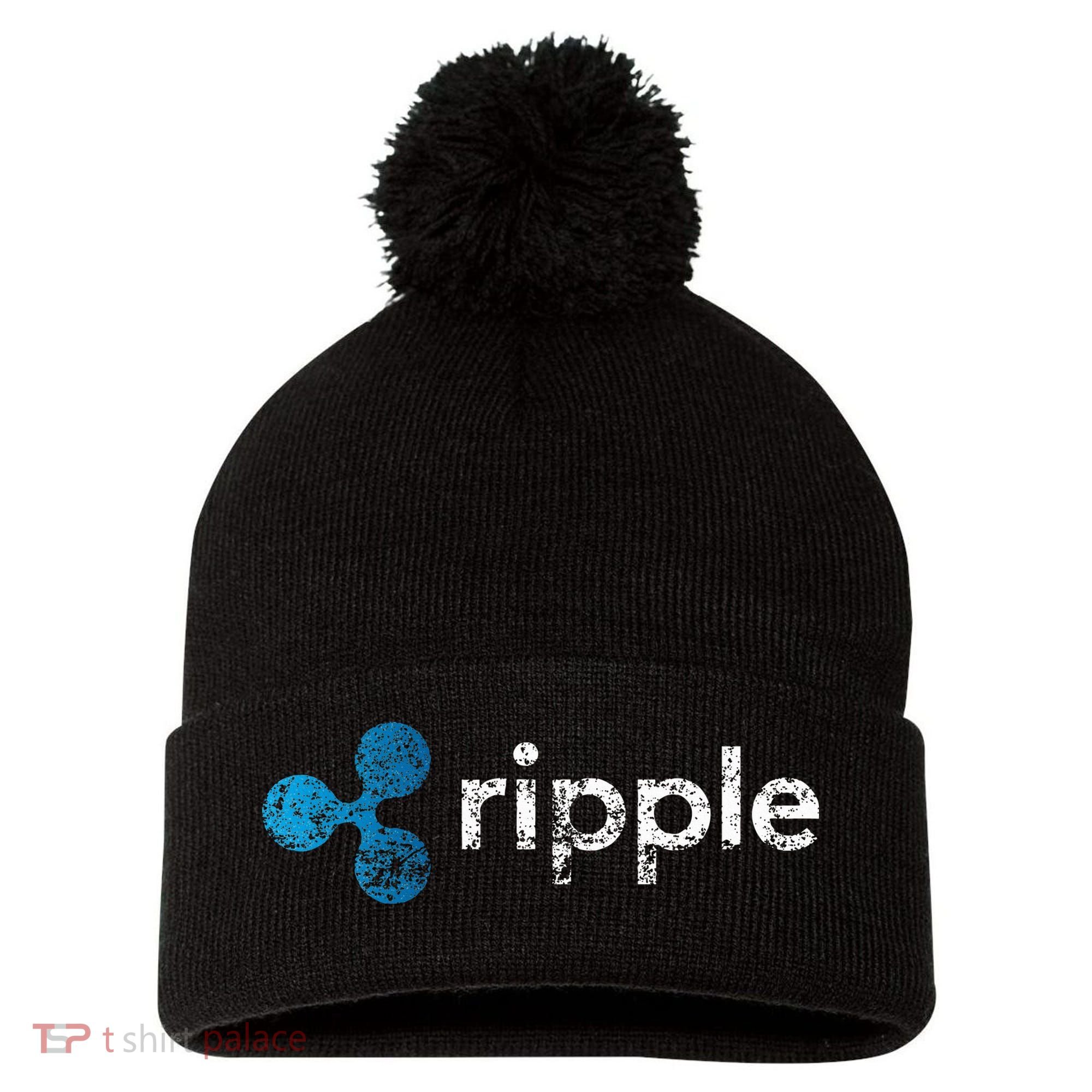Ripple Logo Crypto Xrp Coin Hodler Fan Pom Pom 12in Knit Beanie