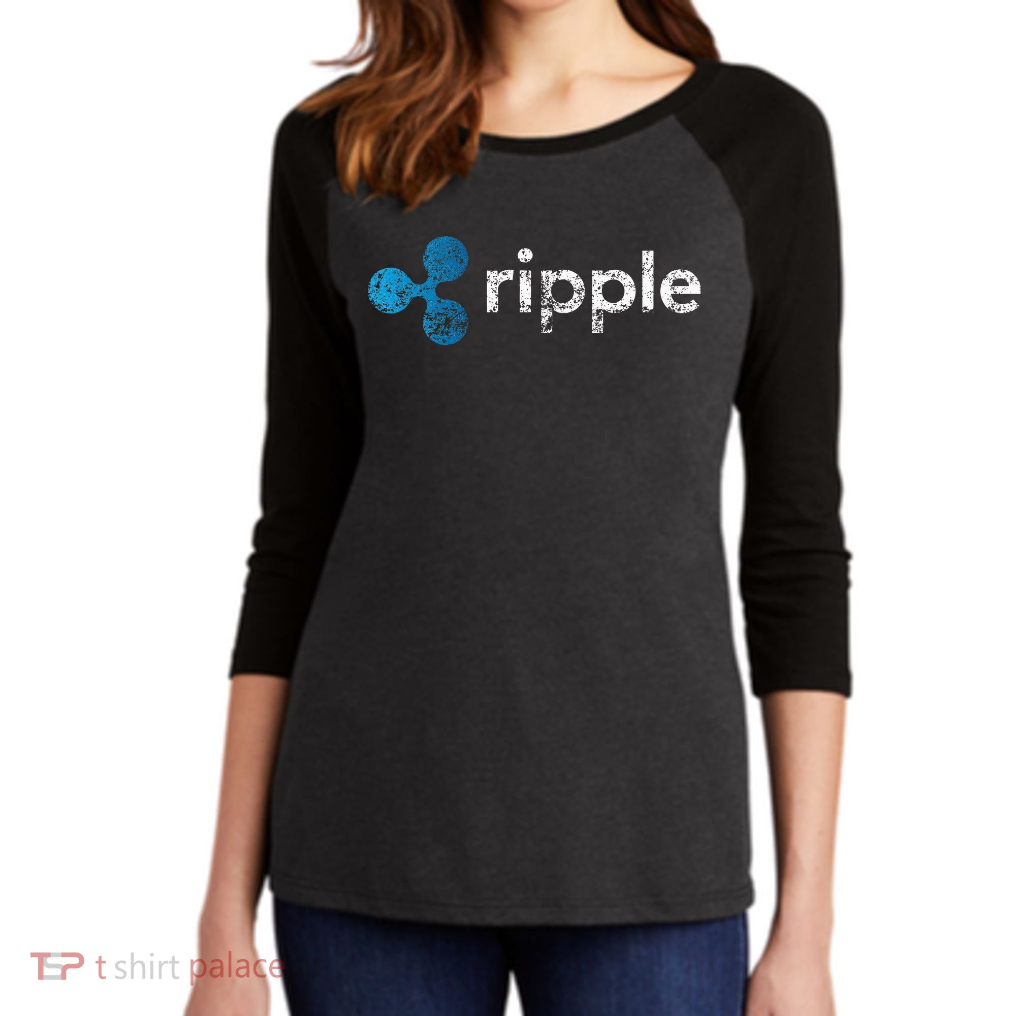 Ripple Logo Crypto Xrp Coin Hodler Fan Women's Tri-Blend 3/4-Sleeve Raglan Shirt