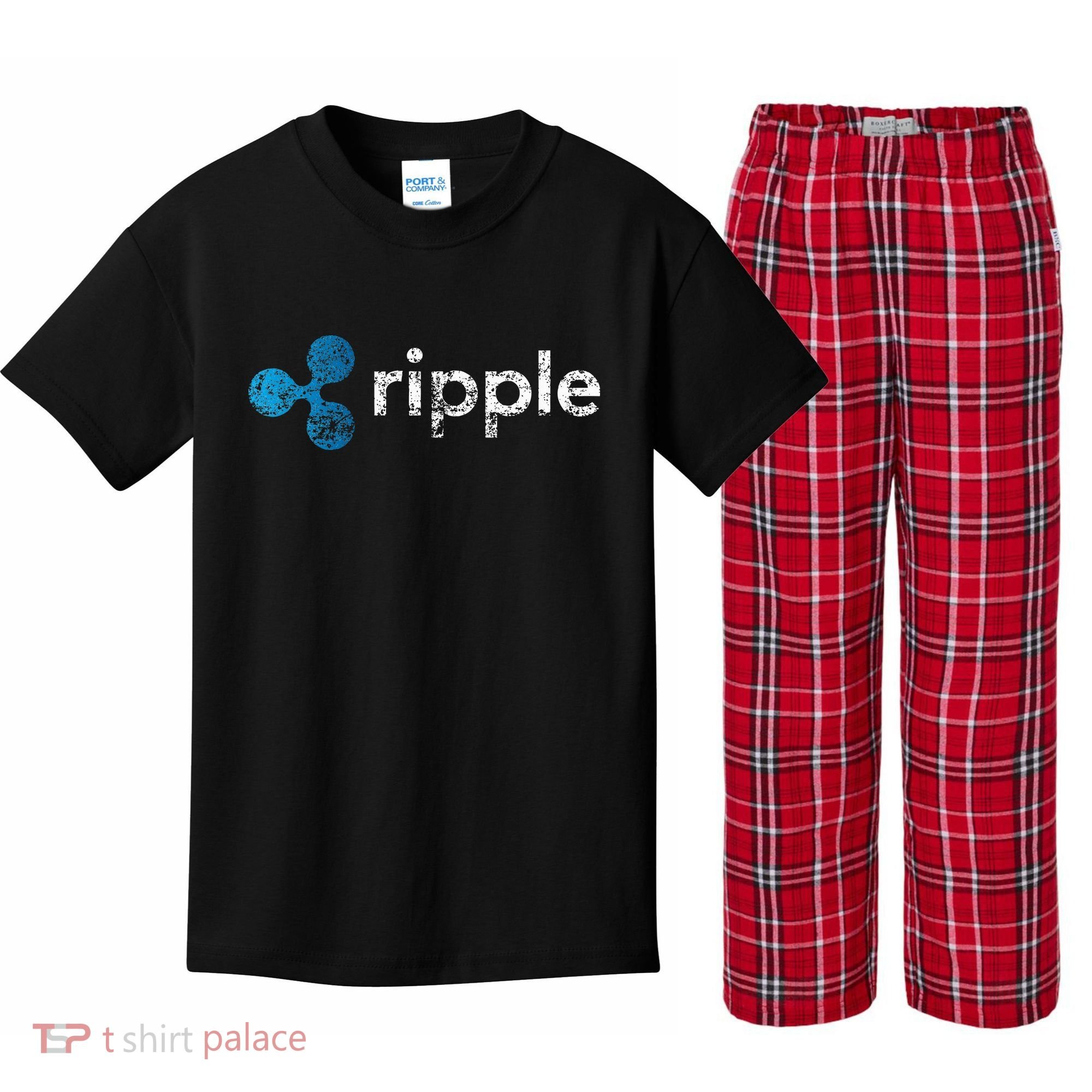 Ripple Logo Crypto Xrp Coin Hodler Fan Kids Plaid Pajama Set