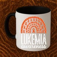 Rainbow Leukemia Cancer Awareness Month Orange Ribbon Coffee Mug thumb 2