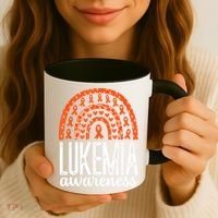 Rainbow Leukemia Cancer Awareness Month Orange Ribbon Coffee Mug thumb 3