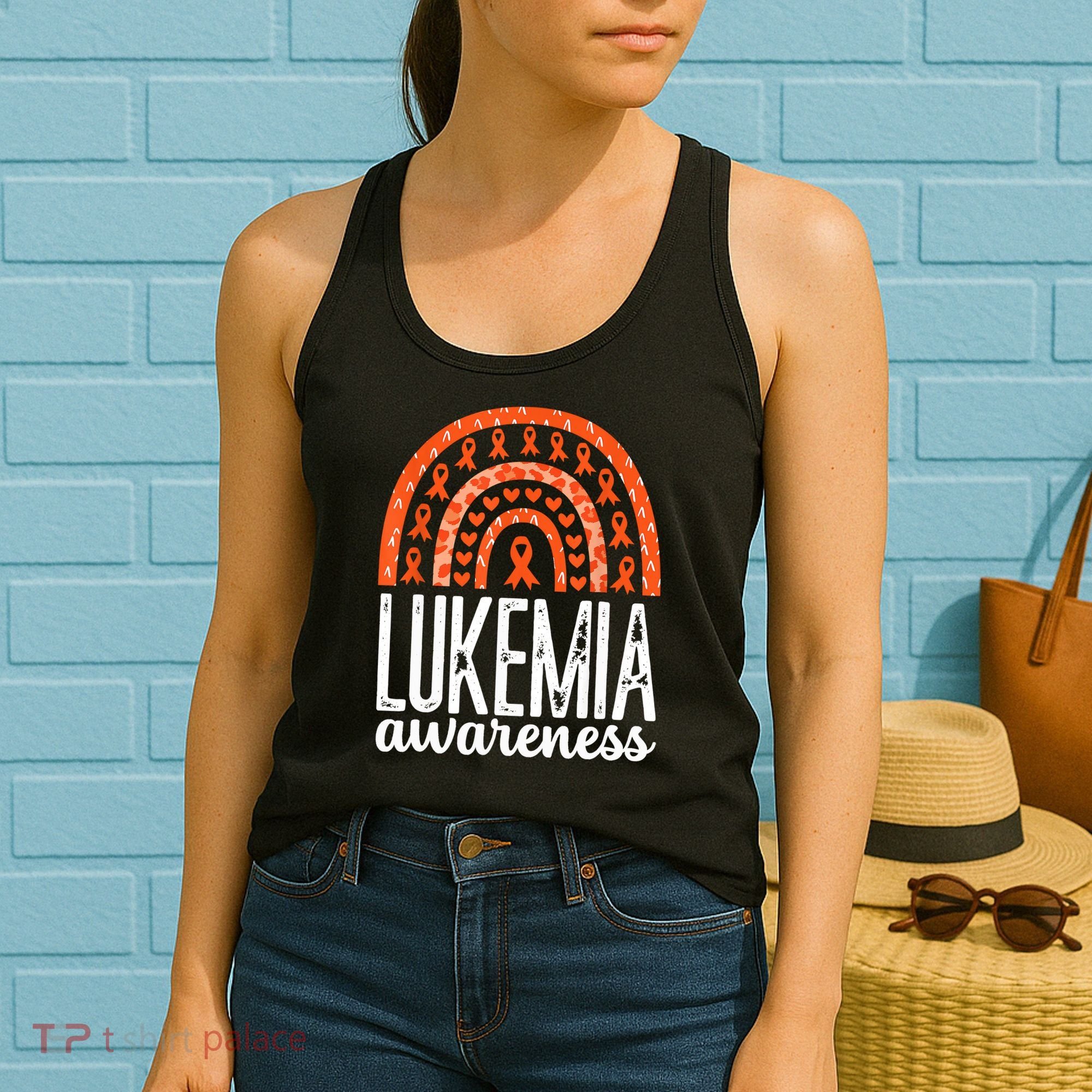 Rainbow Leukemia Cancer Awareness Month Orange Ribbon Women's Tank Top