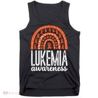 Rainbow Leukemia Cancer Awareness Month Orange Ribbon Tank Top thumb 0