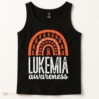 Rainbow Leukemia Cancer Awareness Month Orange Ribbon Tank Top thumb 2