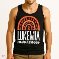 Rainbow Leukemia Cancer Awareness Month Orange Ribbon Tank Top thumb 3