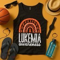 Rainbow Leukemia Cancer Awareness Month Orange Ribbon Tank Top thumb 4