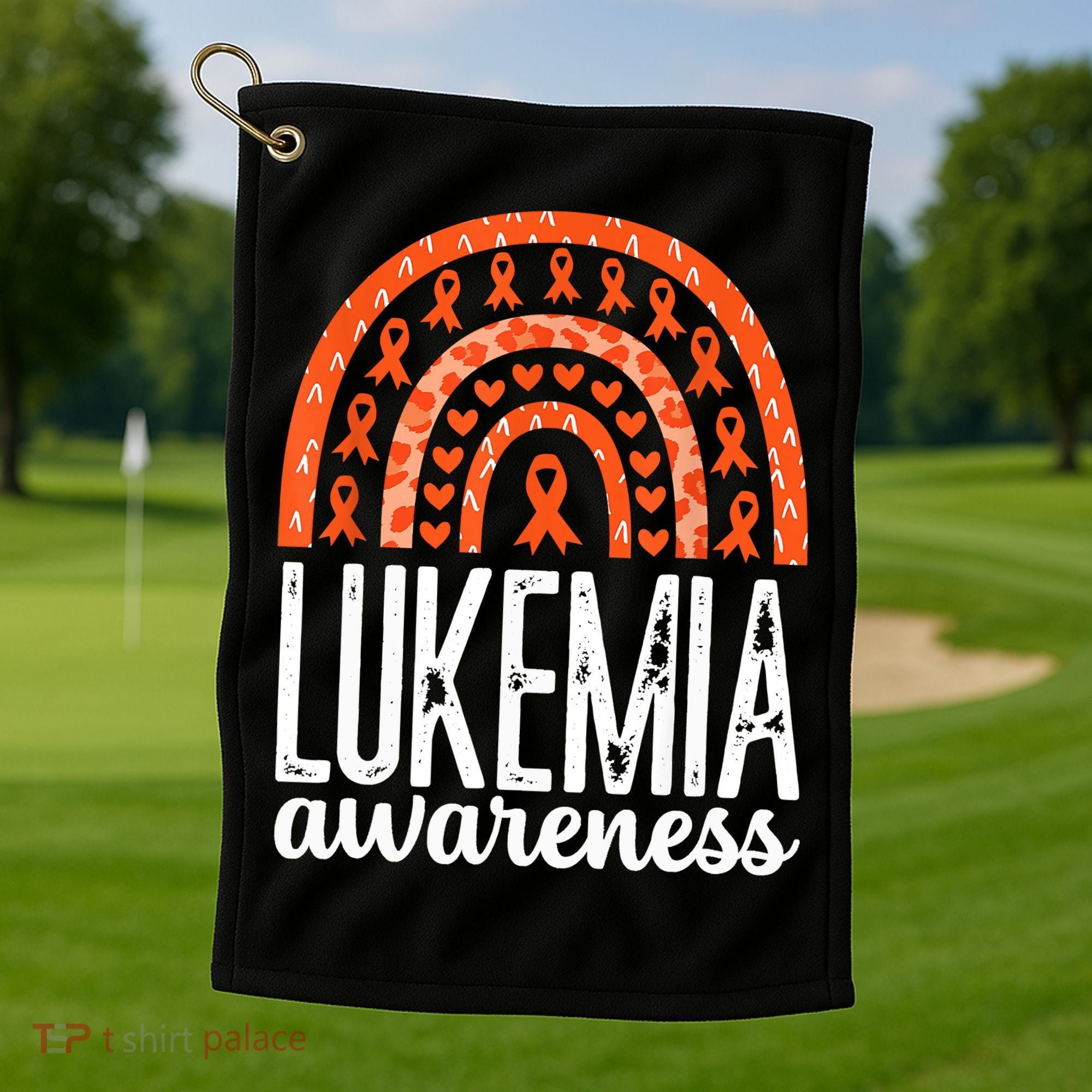 Rainbow Leukemia Cancer Awareness Month Orange Ribbon Golf Towel