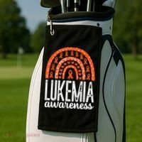 Rainbow Leukemia Cancer Awareness Month Orange Ribbon Golf Towel thumb 2