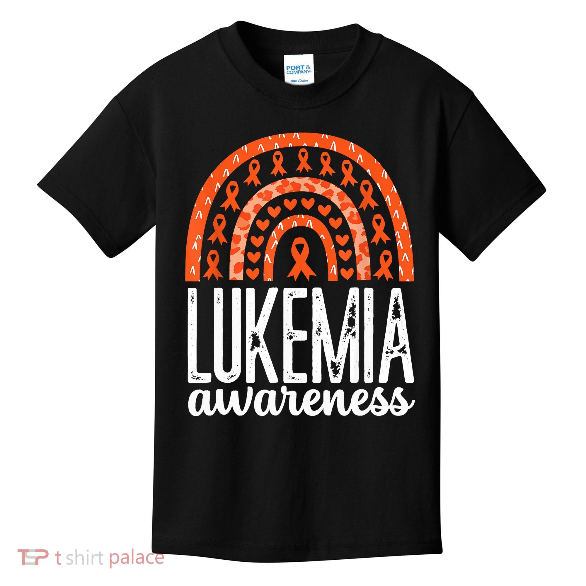 Rainbow Leukemia Cancer Awareness Month Orange Ribbon Kids T-Shirt