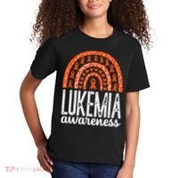 Rainbow Leukemia Cancer Awareness Month Orange Ribbon Kids T-Shirt thumb 2