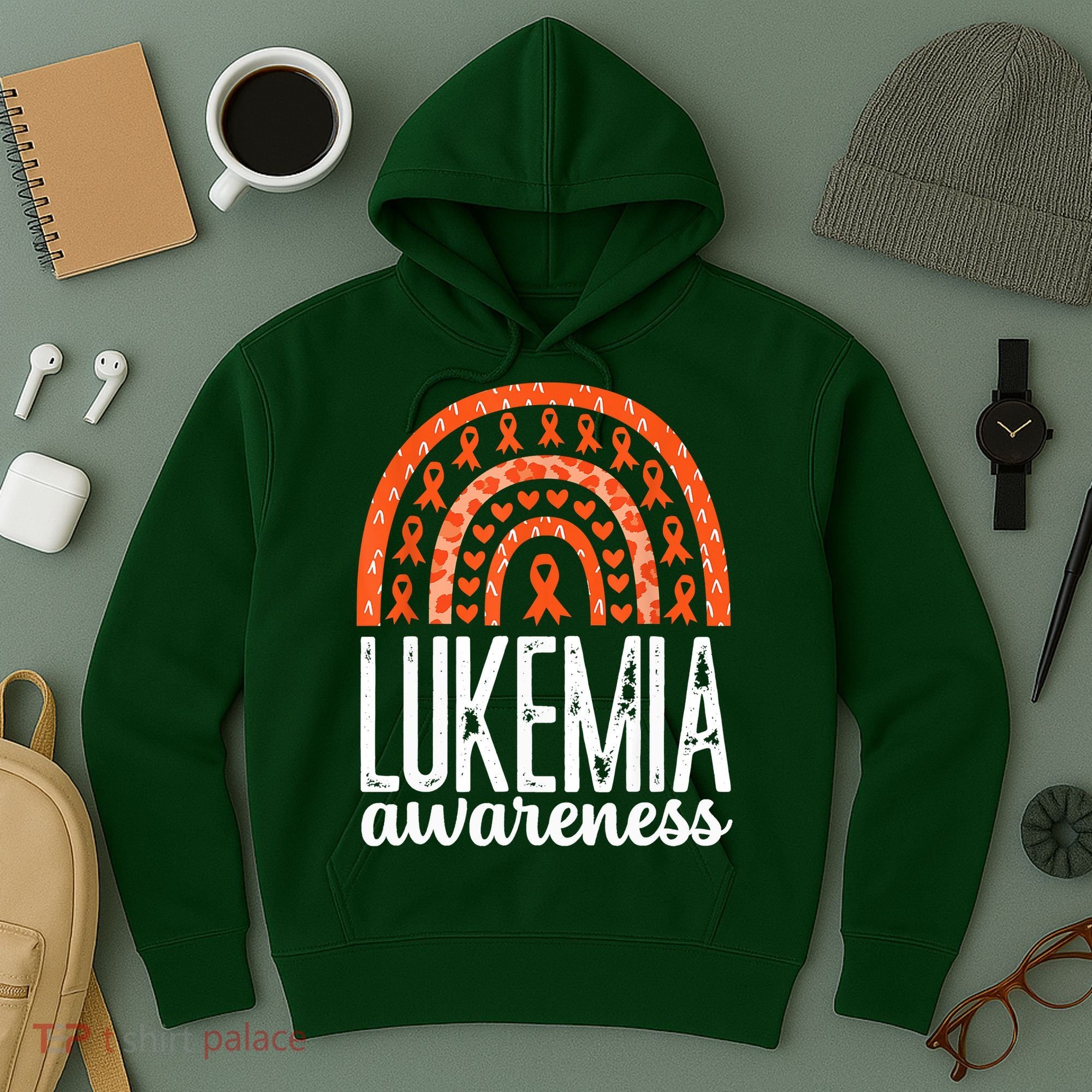 Rainbow Leukemia Cancer Awareness Month Orange Ribbon Hoodie