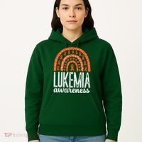 Rainbow Leukemia Cancer Awareness Month Orange Ribbon Hoodie thumb 5