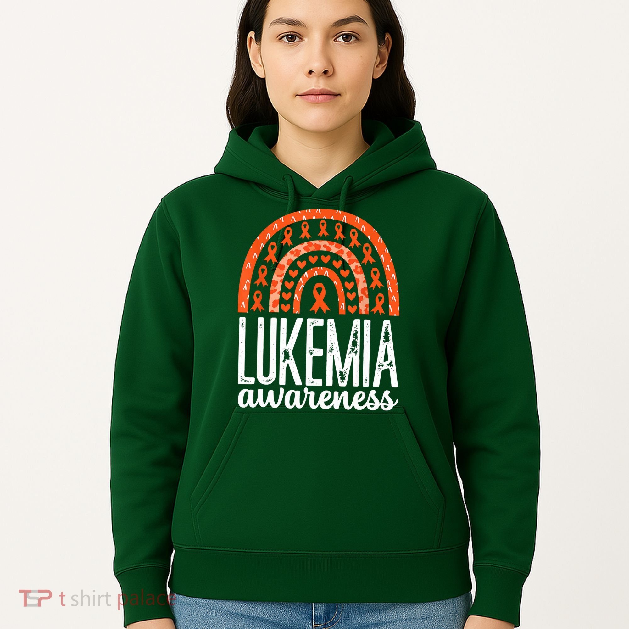 Rainbow Leukemia Cancer Awareness Month Orange Ribbon Hoodie