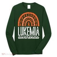 Rainbow Leukemia Cancer Awareness Month Orange Ribbon Long Sleeve Shirt thumb 0