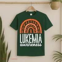 Rainbow Leukemia Cancer Awareness Month Orange Ribbon T-Shirt thumb 2