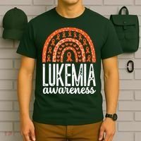 Rainbow Leukemia Cancer Awareness Month Orange Ribbon T-Shirt thumb 6