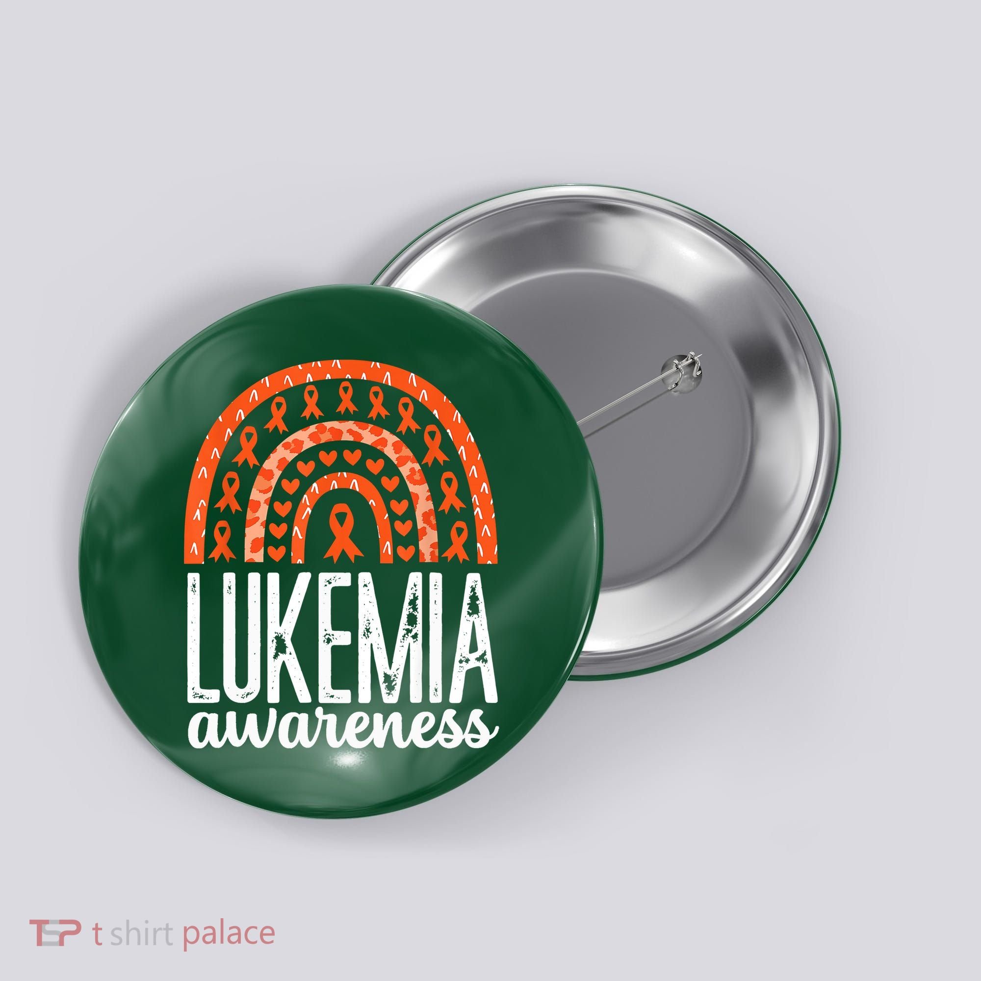Rainbow Leukemia Cancer Awareness Month Orange Ribbon Button