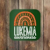 Rainbow Leukemia Cancer Awareness Month Orange Ribbon Coaster thumb 0