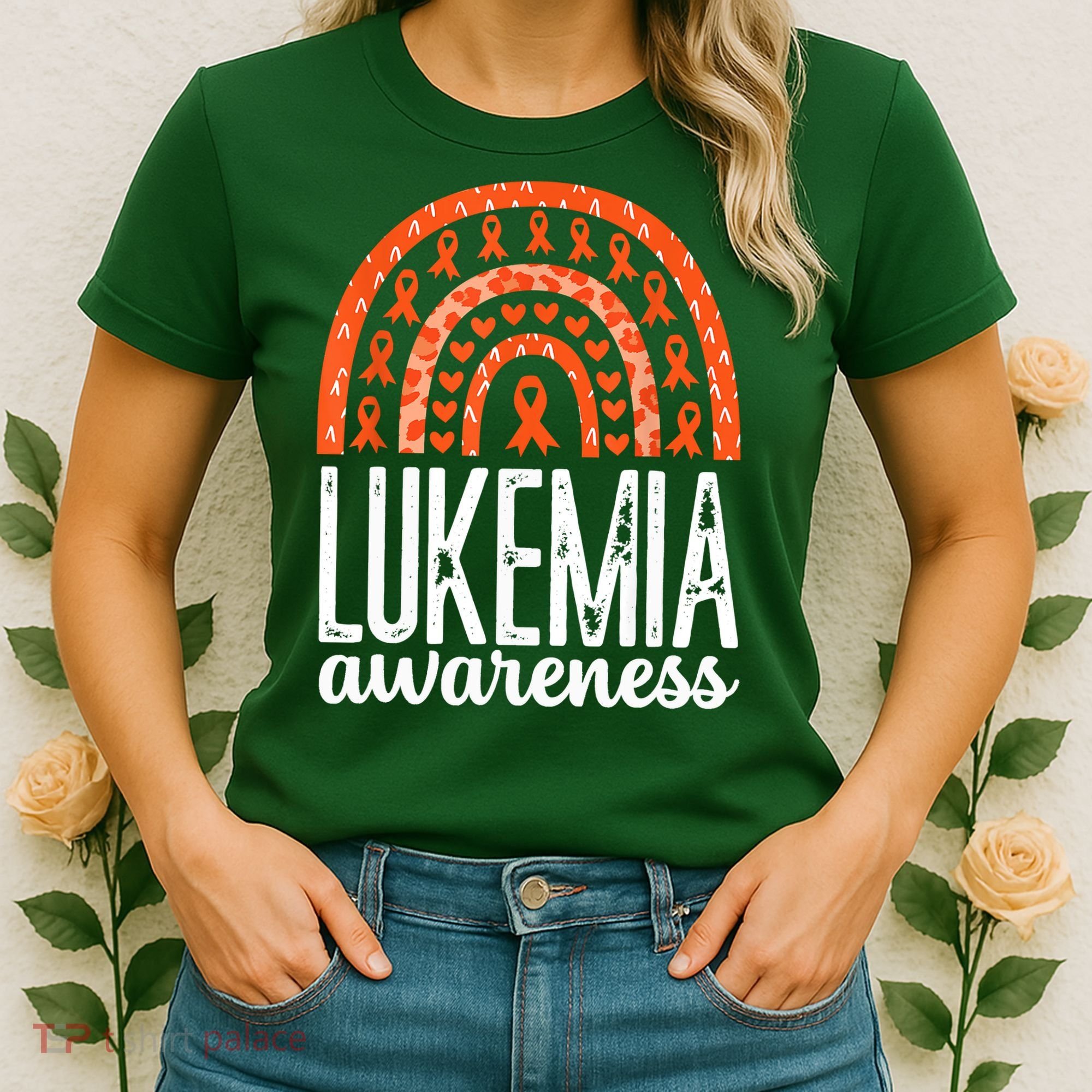 Rainbow Leukemia Cancer Awareness Month Orange Ribbon Women's T-Shirt