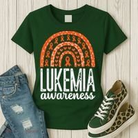 Rainbow Leukemia Cancer Awareness Month Orange Ribbon Women's T-Shirt thumb 3