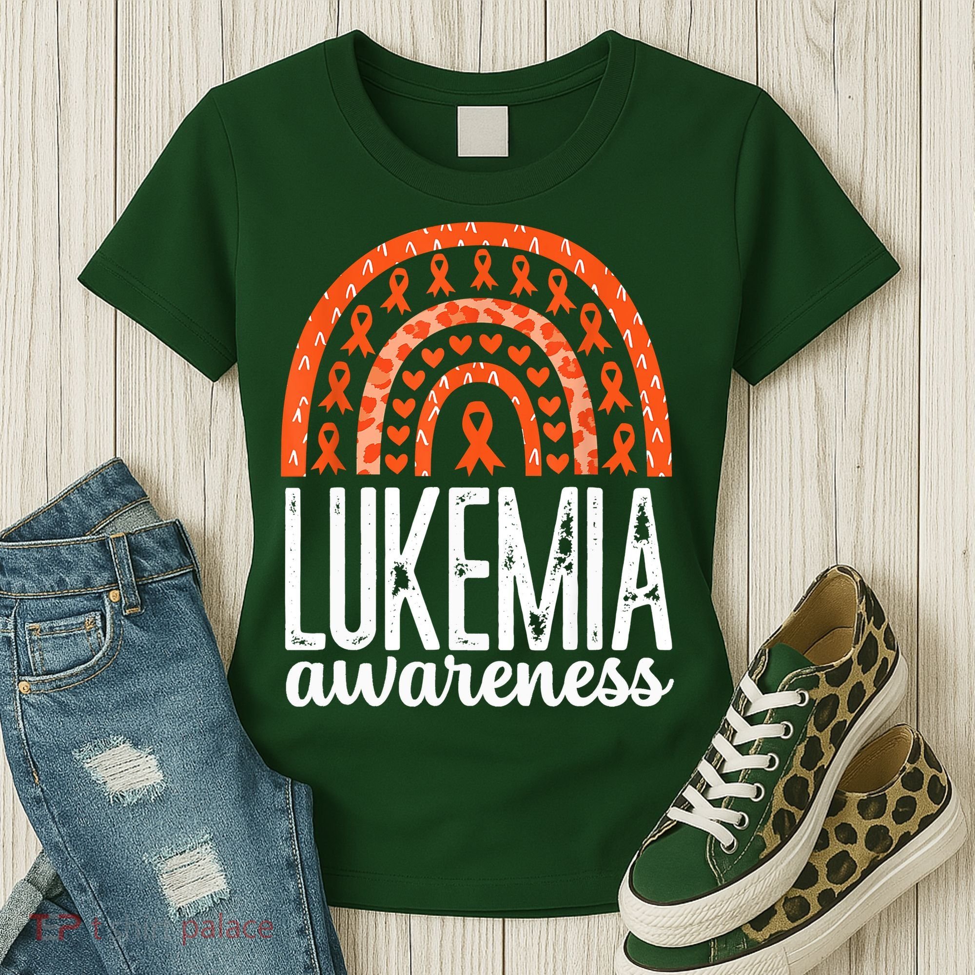 Rainbow Leukemia Cancer Awareness Month Orange Ribbon Women's T-Shirt